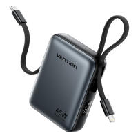 Vention Pin Sạc Dự Phòng 10000mAh Mini 45W Siêu Nhanh - 2 Cổng Type-C/USB-C + Lightning - Hỗ trợ Sạc iPhone Samsung - Hàng Chính Hãng - Màu Xám