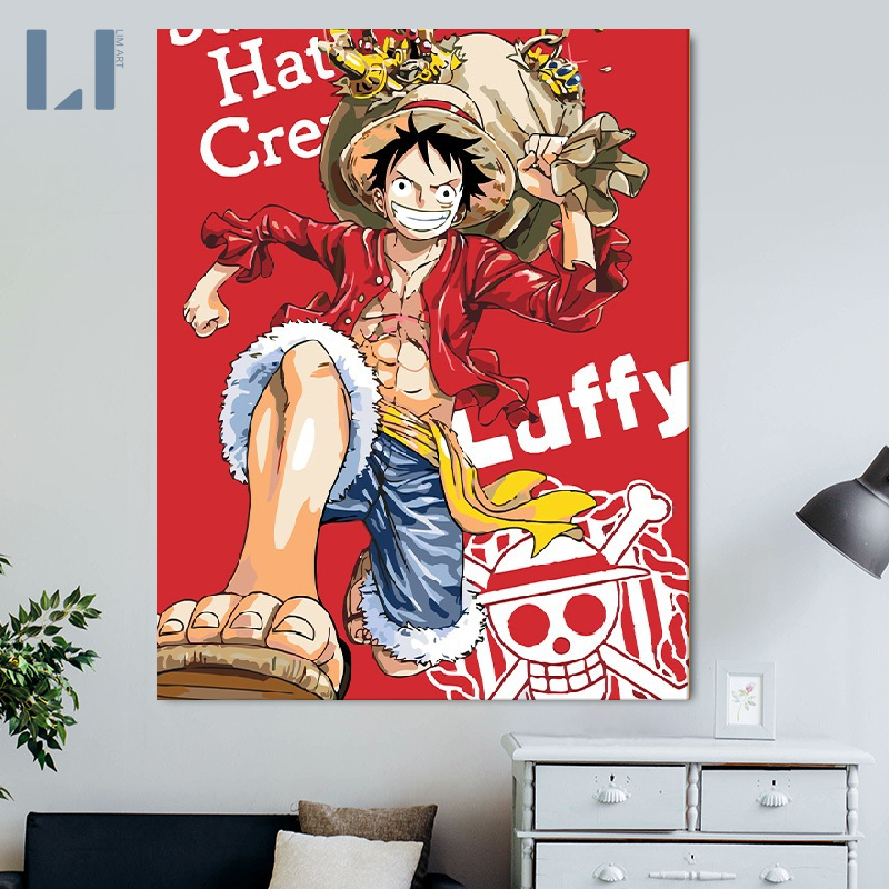 Tranh sơn dầu số hóa LIM Art – Tranh tô màu theo số One Piece Luffy Đảo hải tặc