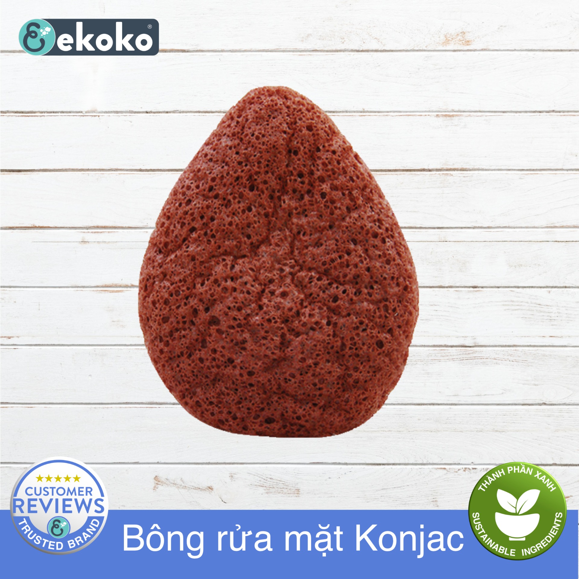 Bông Rửa Mặt Konjac Đất Sét Đỏ Pháp