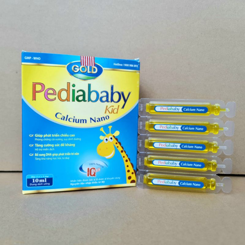 Pediababy Calcium Nano bổ sung canxi giúp phát triển chiều cao tăng sức đề kháng cho bé -Hộp 20 ống 