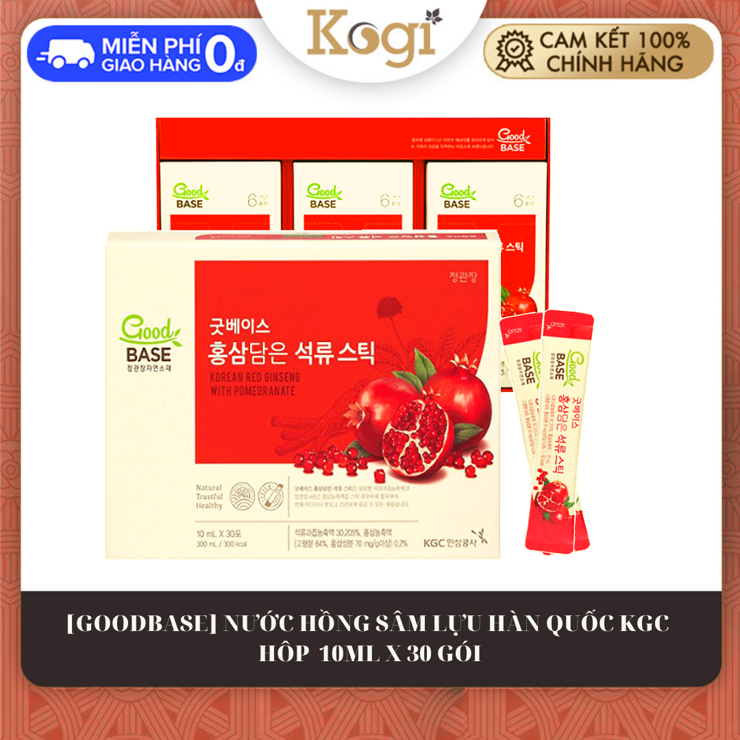 [CHÍNH HÃNG] Goodbase Nước Hồng Sâm Hàn Quốc Lựu Đỏ KGC Cheong Kwan Jang 10ml x 30 gói Kogi Ginseng - Tốt cho tim mạch tăng cường đề kháng làm đẹp da ngăn ngừa quá trình lão hóa
