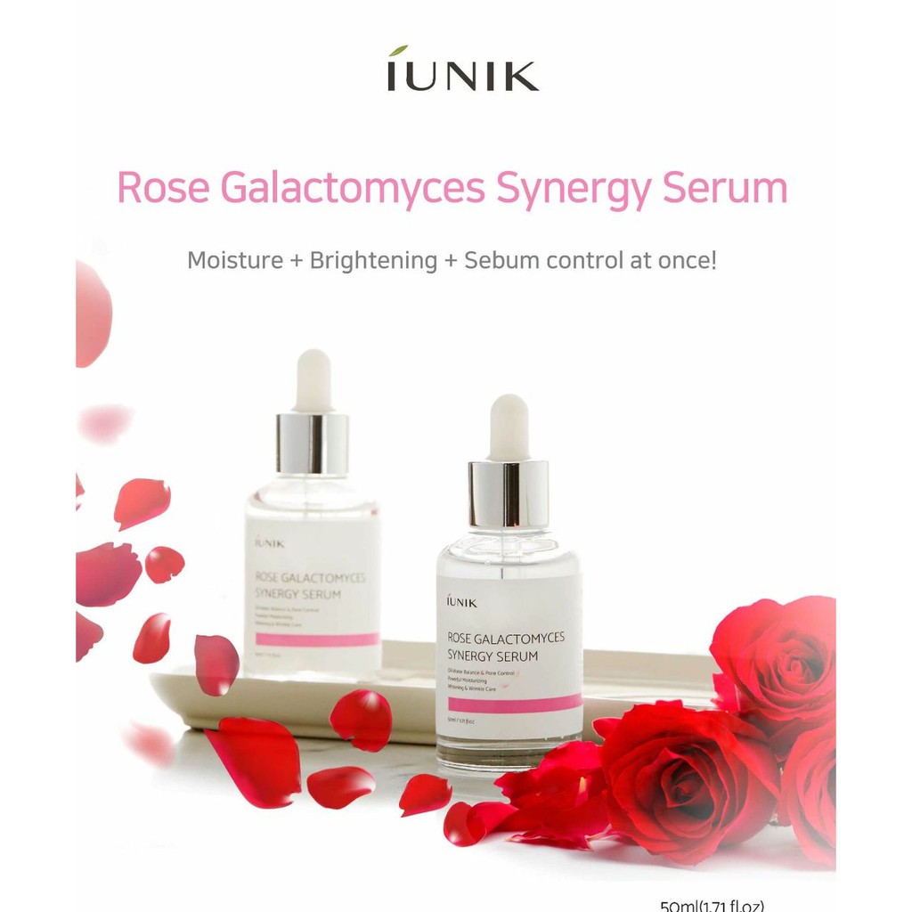 [Hcm]Tinh Chất Cấp Ẩm Làm Sáng Da Cho Da Dầu Iunik Rose Galactomyces Synergy Serum