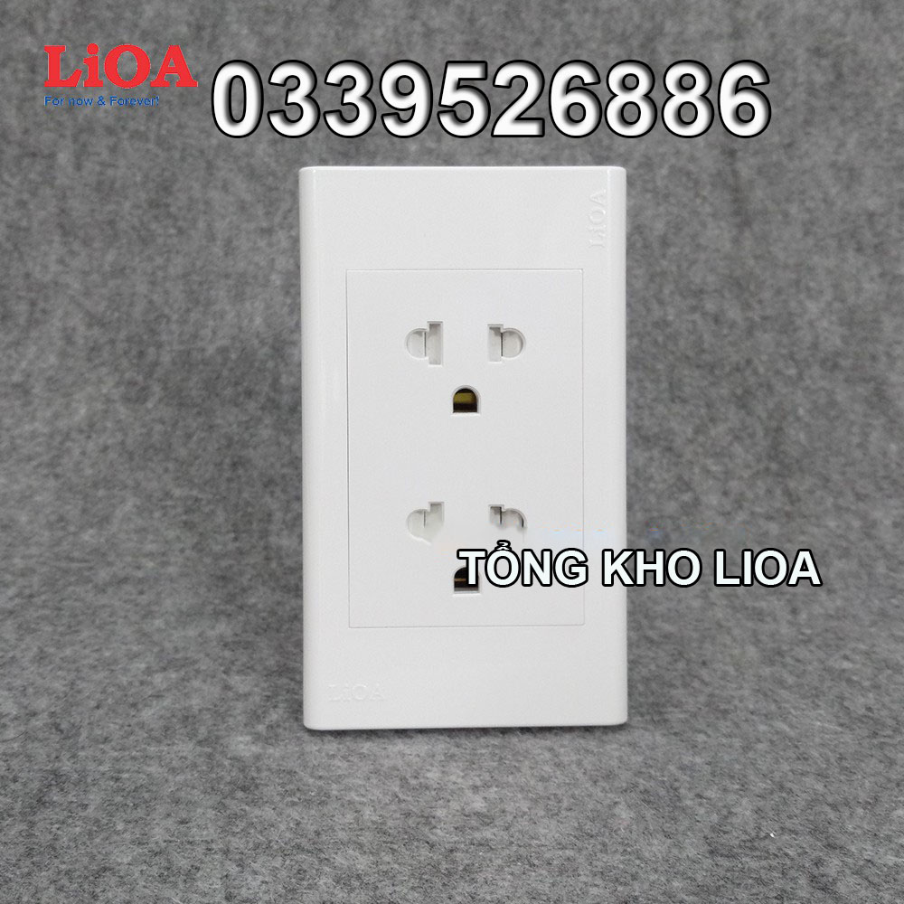 Combo ổ cắm điện đôi 3 chấu 16A LiOA (3520W) - Lắp âm tường