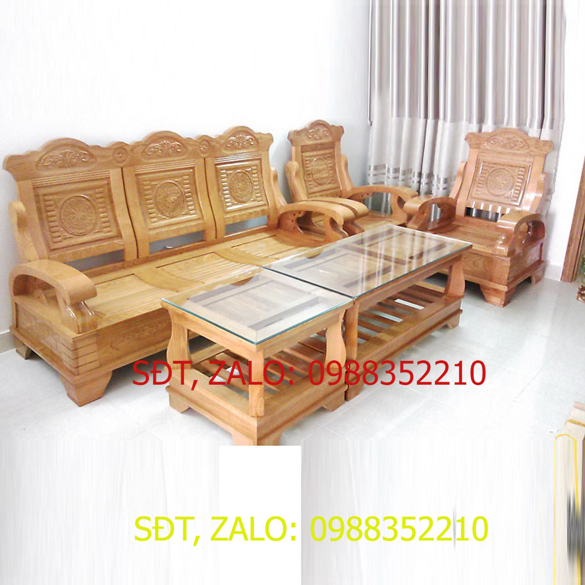Bộ bàn ghế gỗ phòng khách 5 món gỗ sồi  bộ salong gỗ phòng khách  bàn ghế