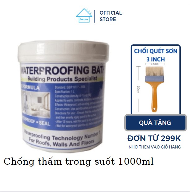 Keo chống thấm trong suốt đa năng  1000 ml  DOCONU. Keo chống thấm nhật bản keo chống thấm dột trần 