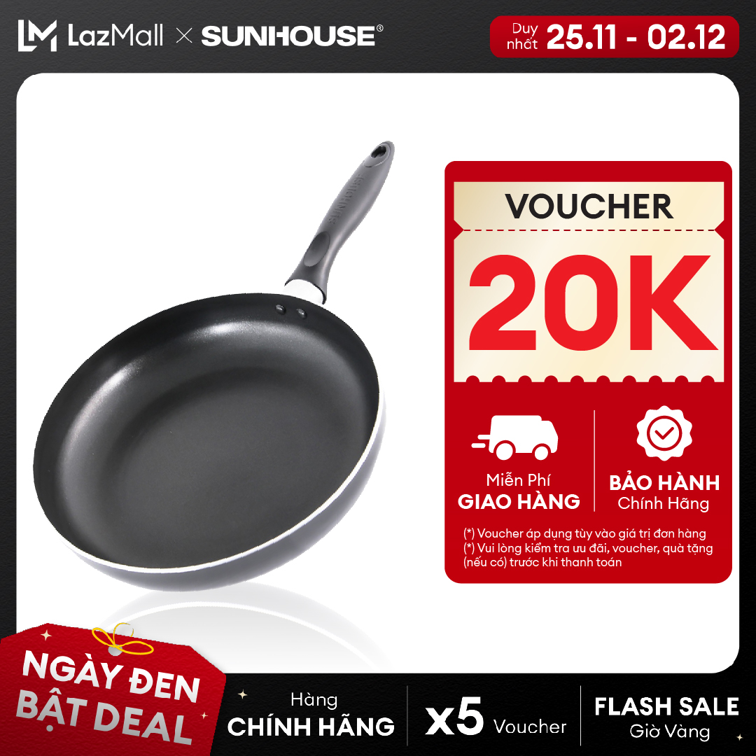 Chảo từ SUNHOUSE Magnetic Pan SHM18-30cm  - Chống dính tiêu chuẩn Mỹ An Toàn Bền Bỉ - Dùng Cho Mọi L