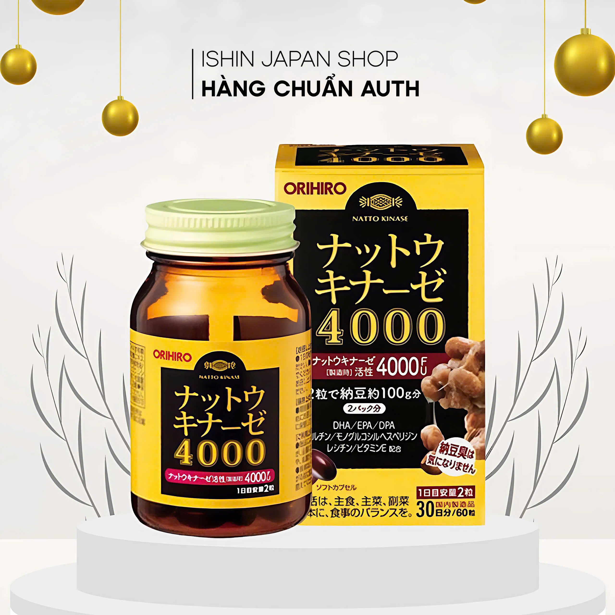 Viên Uống Phòng Chống Đột Quỵ Natto 4000Fu Orihiro Nhật Bản 60 Viên