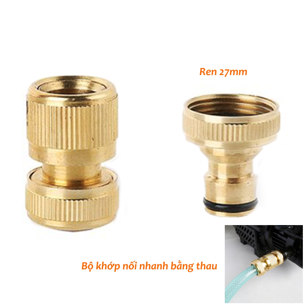 Bộ khớp nối nhanh 16mm bằng đồng cho máy rửa xe nối nhanh ống nước gia đình