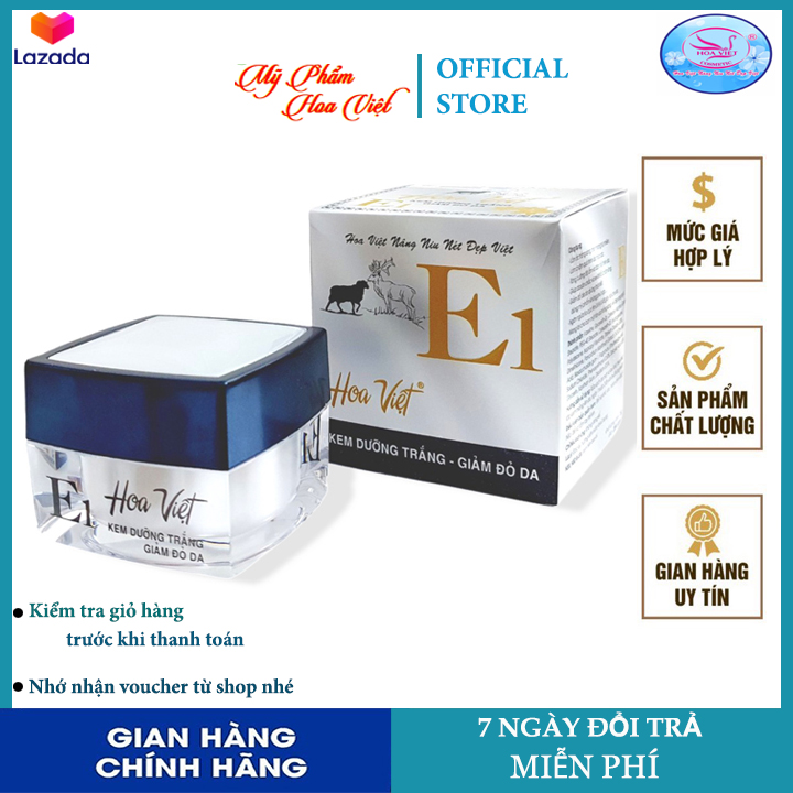 Kem Dưỡng Trắng - Giảm Đỏ Da E1 Hoa Việt