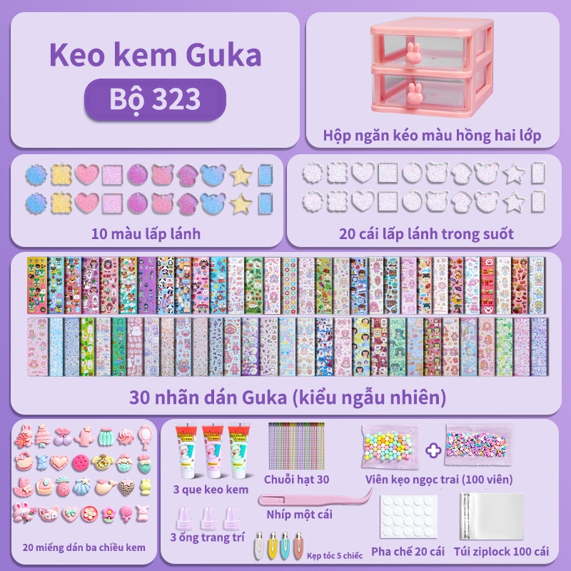 Bộ đồ chơi thủ công DIY mỹ nghệ cho bé trọn kem keo Goka đặt dễ thương Guka nhãn dán 50Ml kem keo khẻ tự làm thẻ trang trí chất liệu an toàn cho trẻ em