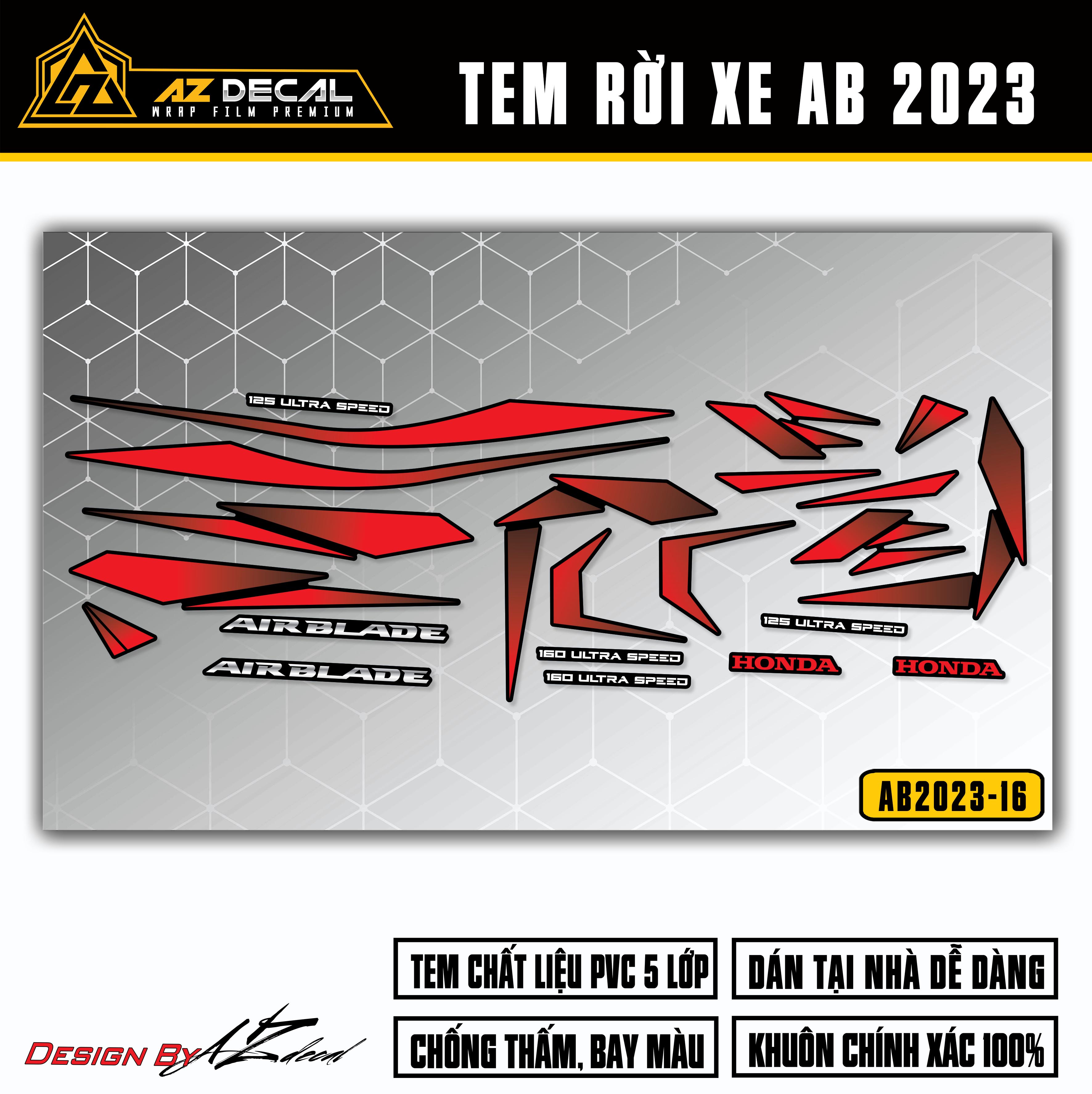 Tem AirBlade 2023 Thiết Kế Gradient | AB2023-16 | Team Decal Hình Dán Xe Máy AB Air Blade 125 160 Xa