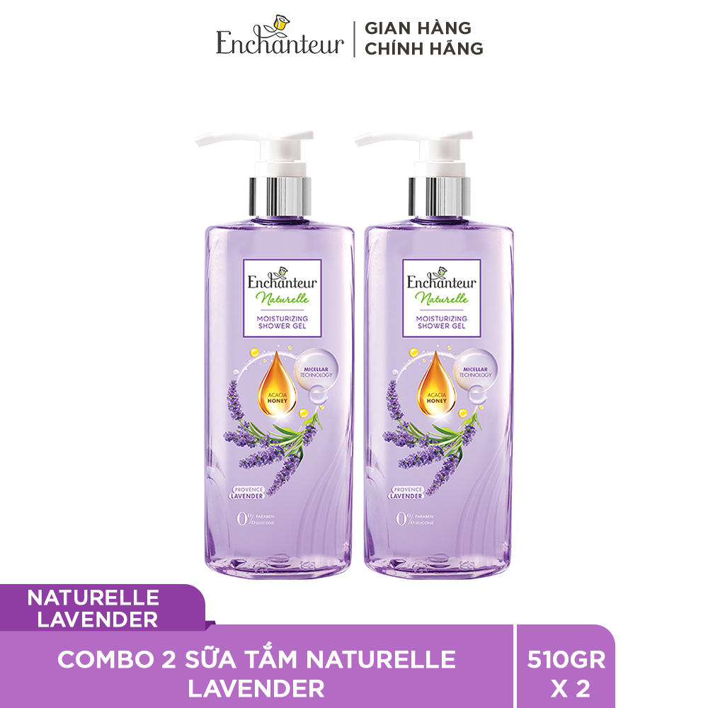 [TẶNG 3 QUÀ] Combo 2 Sữa tắm dưỡng da thiên nhiên Enchanteur Naturelle hương Lavender 510g