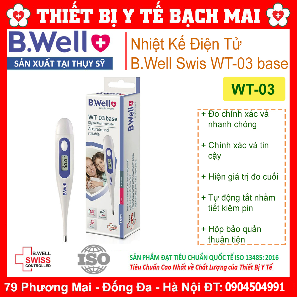 Nhiệt Kế Điện Tử Bwell Wt - 03 Hàng Thuỵ Sĩ Bảo Hành Trọn Đời