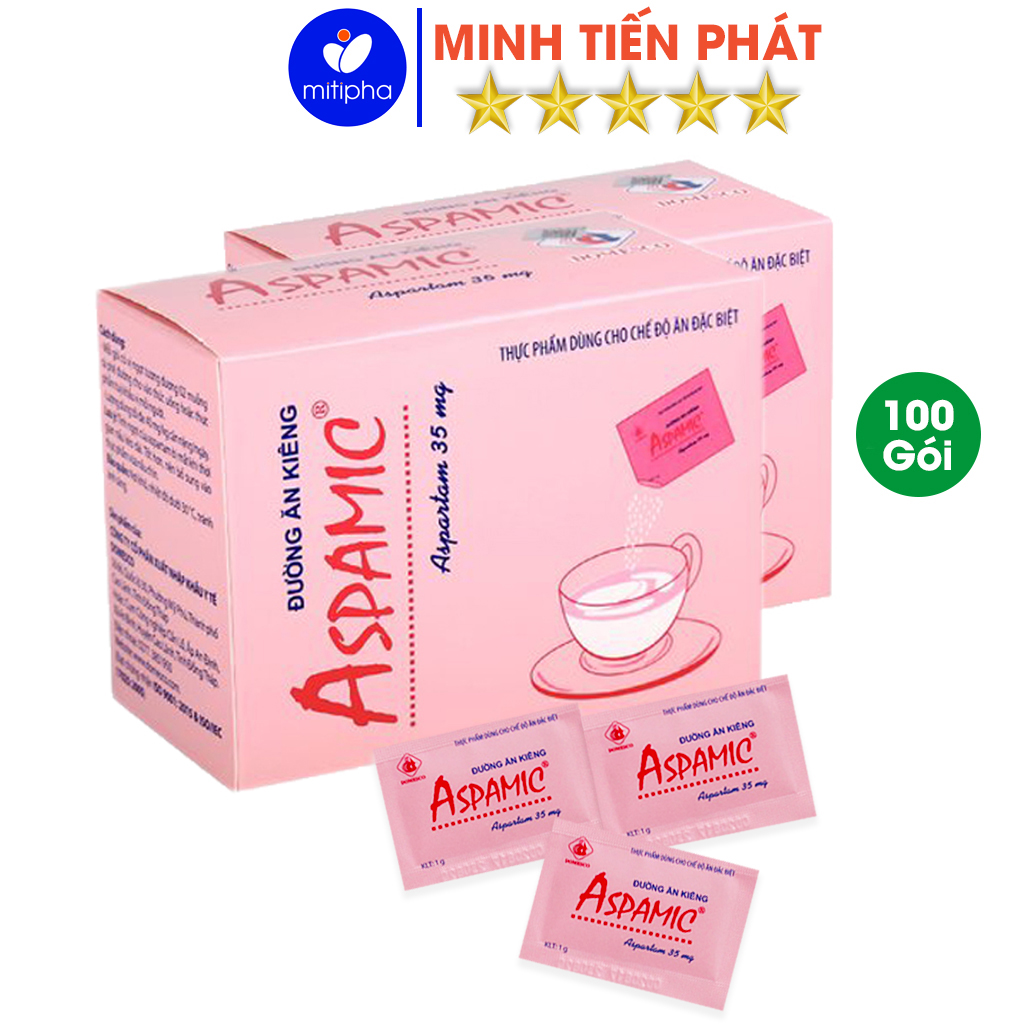 [Hcm]Đường Ăn Kiêng Aspamic Hộp 100 Gói Dành Cho Người Giảm Cân Kiêng Tinh Bột