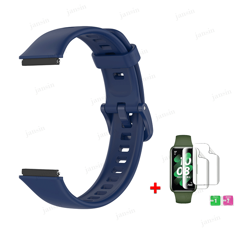 Dây đeo silicon cho Huawei Band 10 9 8 7 Dây đeo có màng bảo vệ màn hình Dây đeo thay thế cho dây đe