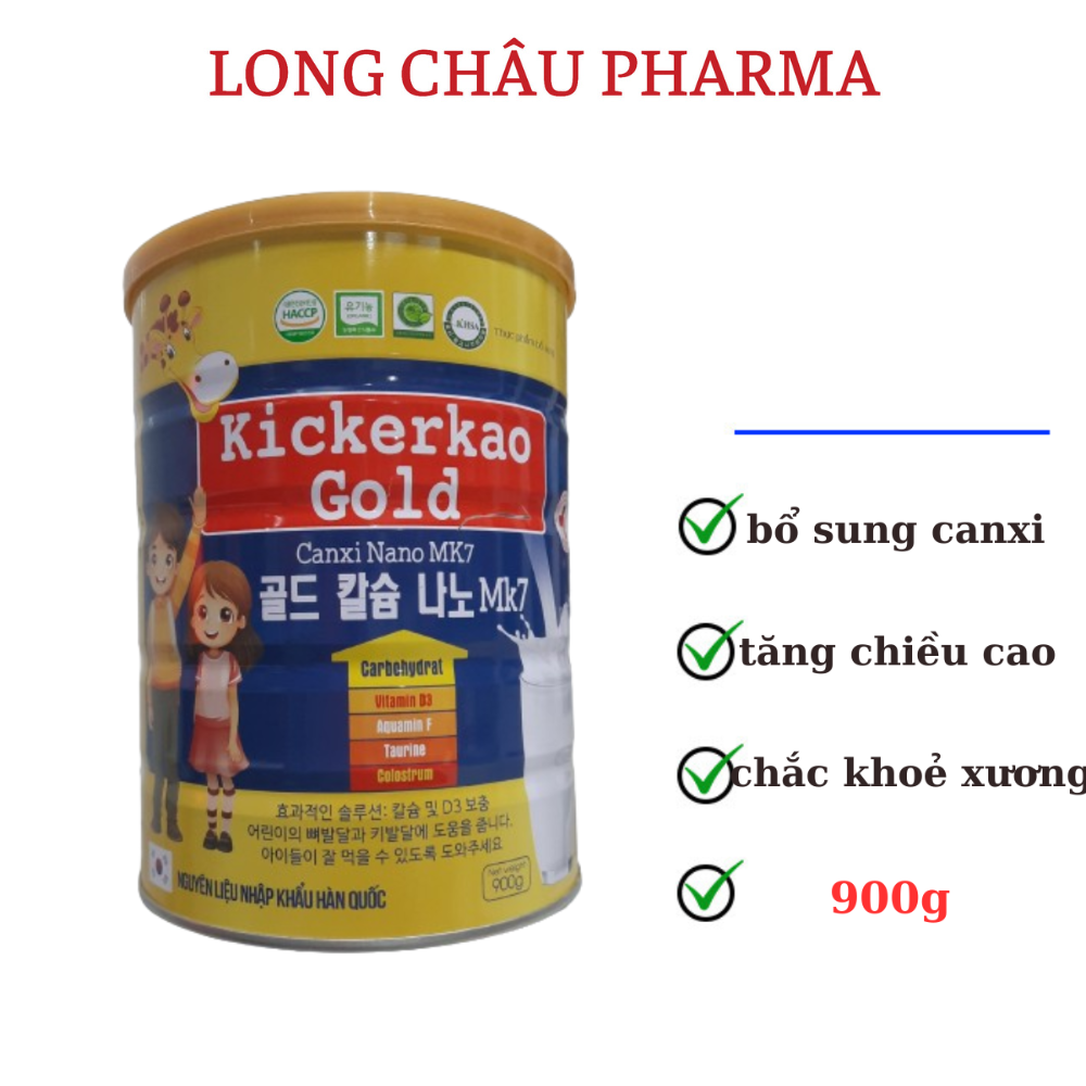 Sữa bột Kickerkao Gold Canxi Nano MK7 giúp bổ sung canxi tăng chiều cao chắc khoẻ xương hộp 900g