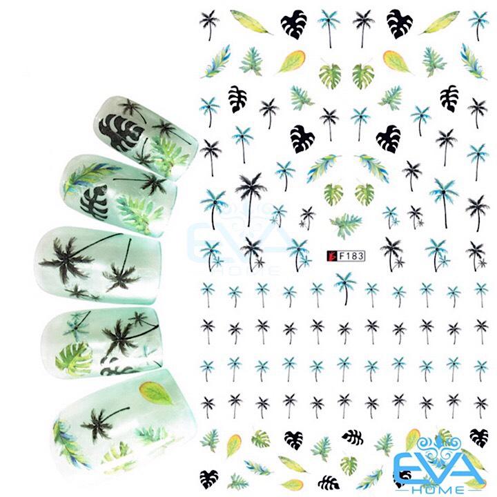 [Hcm]Miếng Dán Móng Tay 3D Nail Sticker Tráng Trí Hoạ Tiết Cây Dừa Tropical Coconut Palm Trê F183