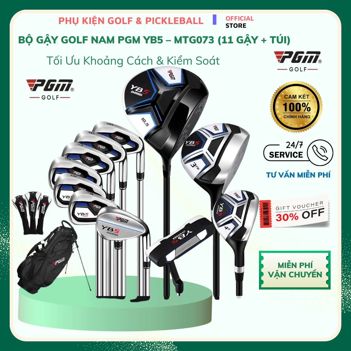 Bộ Gậy Golf Nam PGM YB5 – MTG073 (11 Gậy + Túi) | Tối Ưu Khoảng Cách & Kiểm Soát