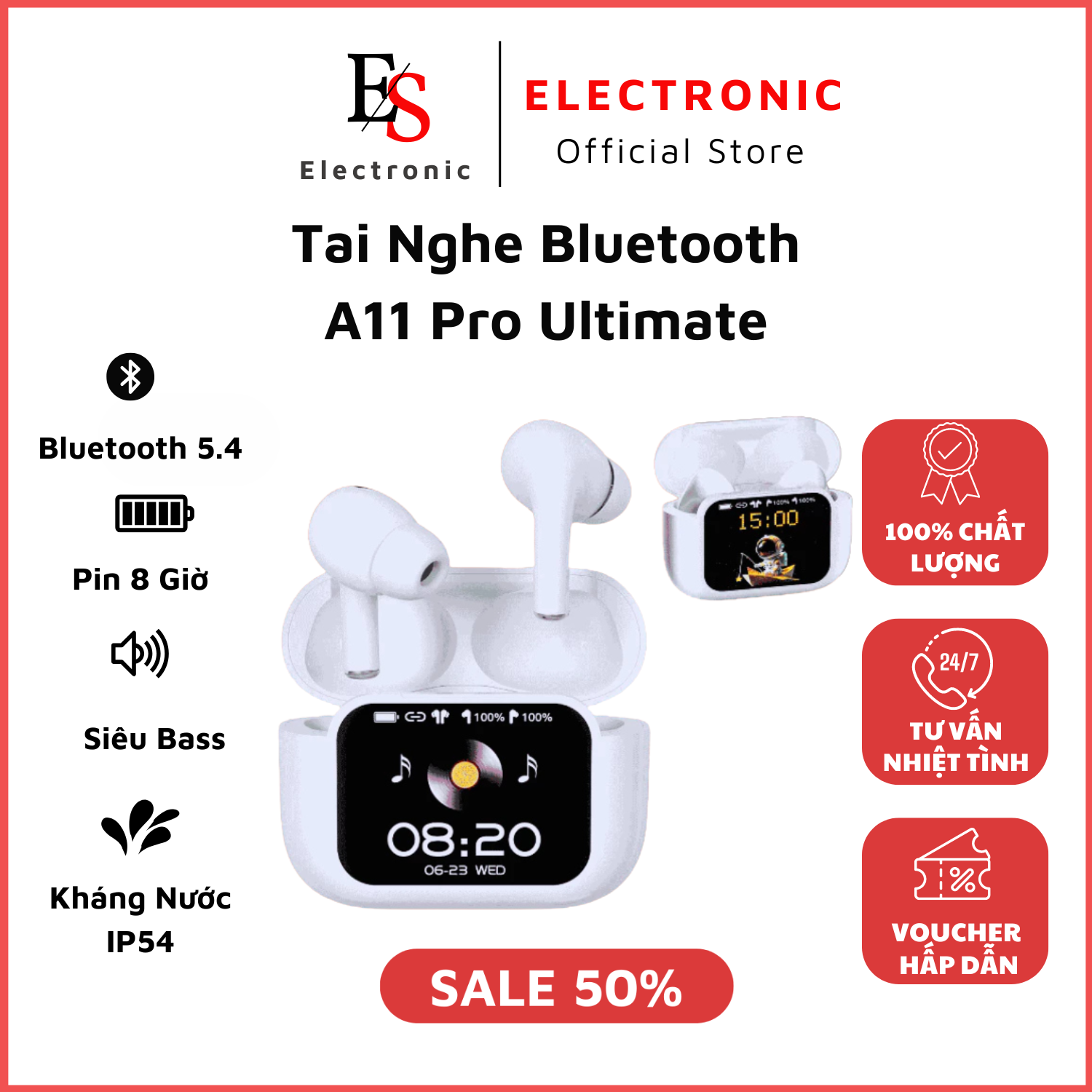 Tai Nghe Bluetooth A11 Pro Ultimate/ A15 Pro- Tai Nghe Màn Hình Cảm Ứng Rộng- Chống Ồn ANC/ENC- Micr
