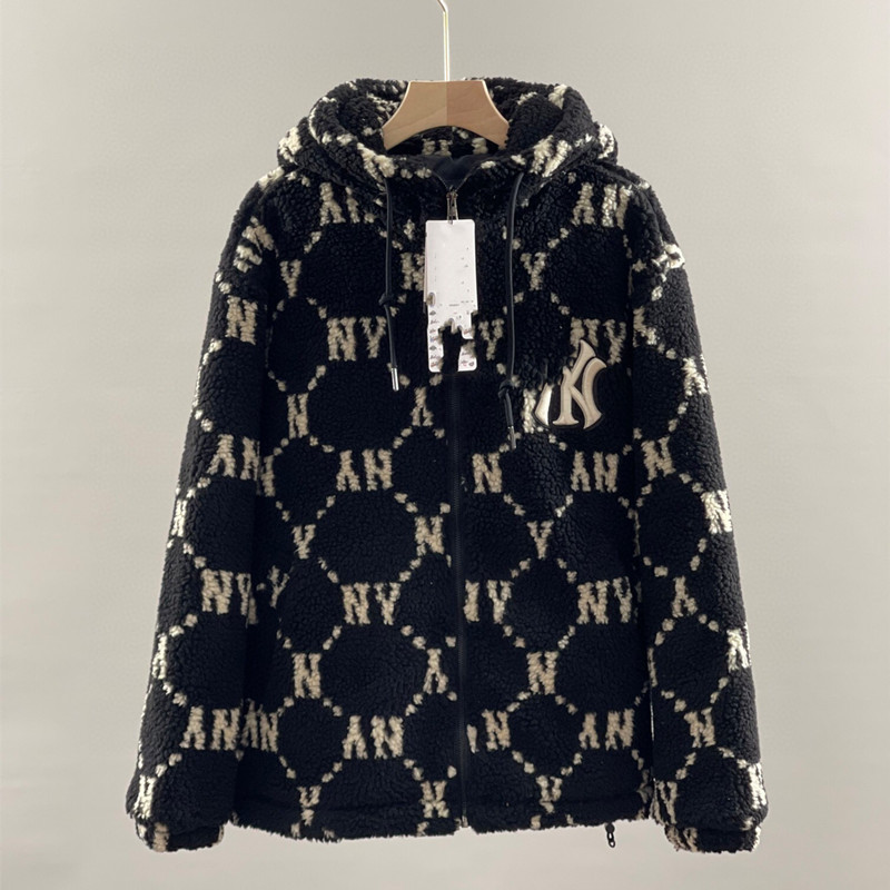 22 Mùa Thu Và Mùa Đông Mới mlb Áo Khoác Nam Nữ Khóa Kéo Yankees ny Áo Khoác Lông Cừu Có Mũ Trùm Đầu 