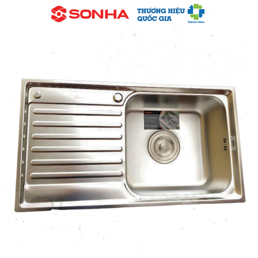 Chậu rửabồn rửa chén bát Sơn Hà S78 _1 hố 1 bàn _ Inox 304 Công nghệ điện hóabề mặt sáng bóng 1 cái/