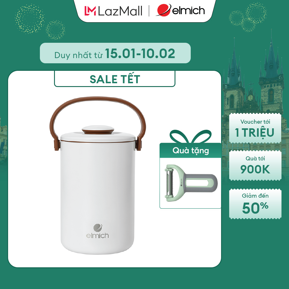 Hộp cơm giữ nhiệt inox 304 Elmich EL8377 dung tích 2L, màu trắng