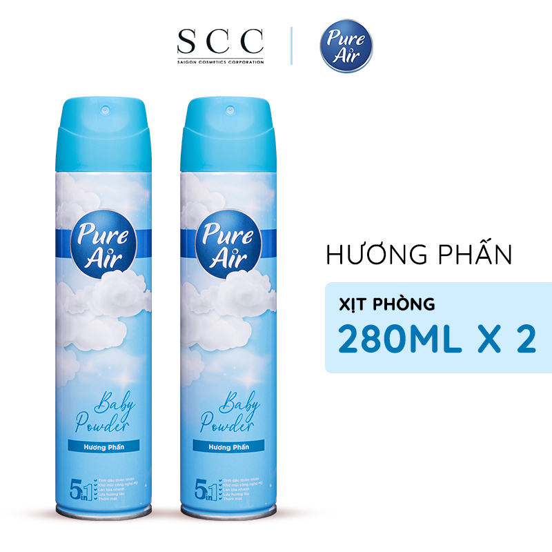 Combo 2 Chai Xịt Phòng Hương Nước Hoa Pure Air Hương Hoa Hồng Hương Anh Đào Hương Cam Chanh Hương Oả