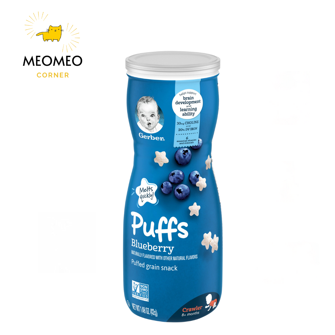 Bánh Ăn Dặm Gerber Puffs cho bé từ 8 tháng hình ngôi sao 42G Snacks for baby
