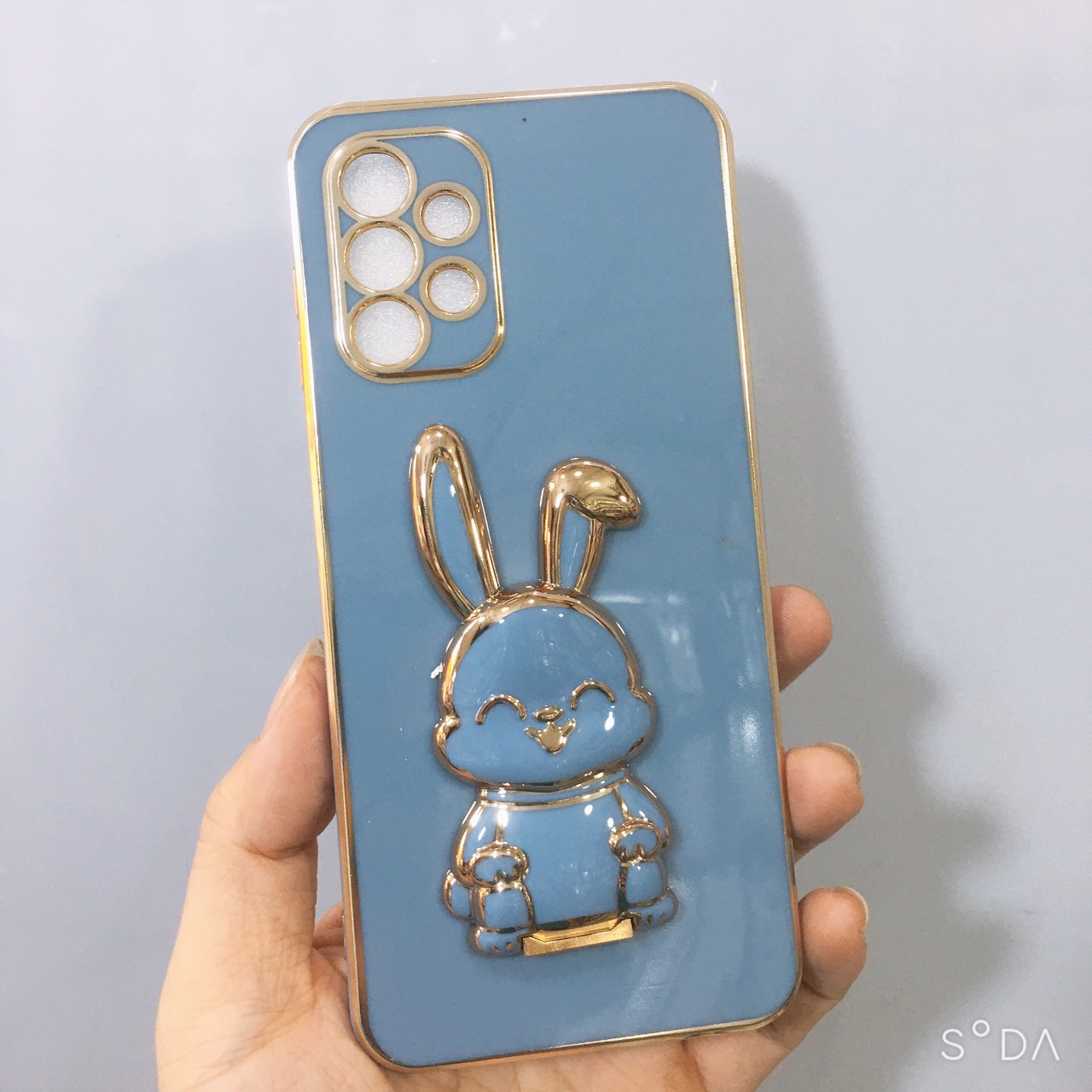 Ốp lưng Samsung A13 /A23/A04/A04s TPU màu xi có giá đỡ hình thỏ đáng yêu