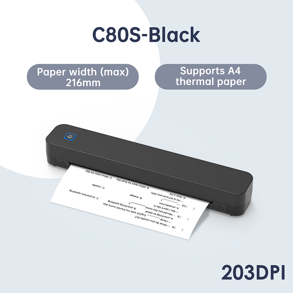 Máy scan hình xăm mini FlashLabel C80 Máy In Nhiệt Mini Khổ A4 Di Động FlashLabel C80Độ phân giải in