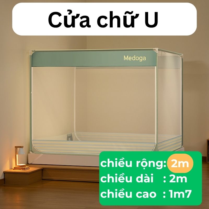[CƠ BẢN] Mùng Chống Ngã Medoga - Đai Thun 3cm | 1 Cửa T + 2 Cửa U | Đáy Mùng Phủ Kín Lưới | Khung Vuông | Chống Muỗi | Linh Hoạt Lựa Chọn | Tiết Kiệm