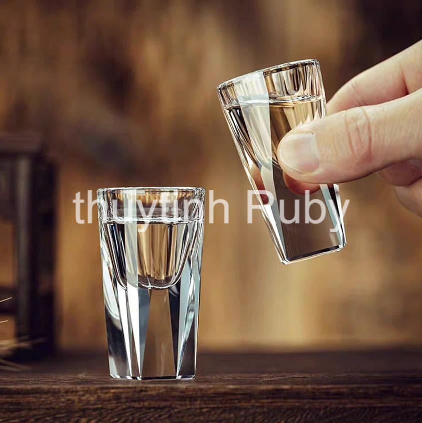 Bộ 6 Ly Rượu Shot Thủy Tinh Đế Dày 20Ml Ly Cốc Uống Rượu Thủy Tinh Ly Sot Chén Uống Rượu đế dày sang