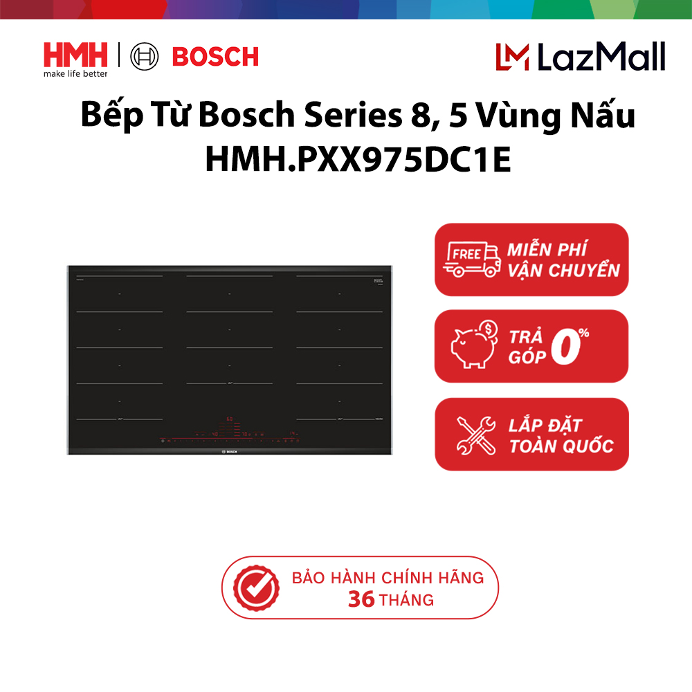 Bếp Từ Bosch HMH.PXX975DC1E Serie 8 - Bếp Từ Âm Bàn Bếp Kính Gốm Đen 527x916mm
