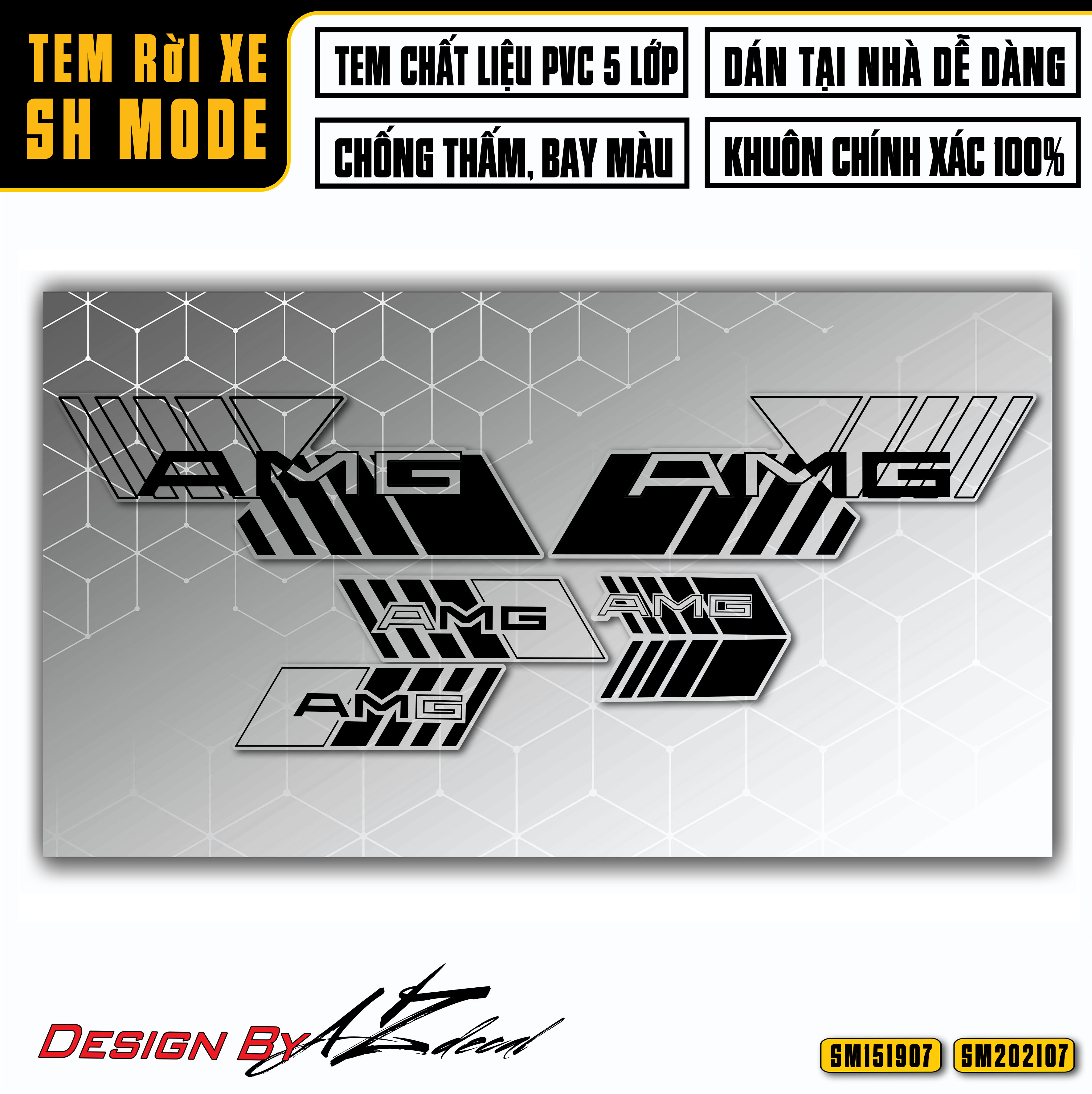 Tem Chế Xe SH Mode Mẫu AMG | SM07 | Decal Rời Dán SH Mode Đẹp Áp Dụng Xe 2015 - 2019 Và 2020 - 2021 