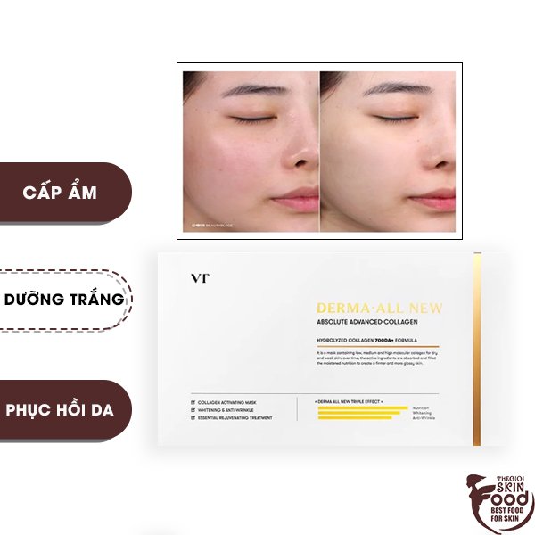 Mặt Nạthạch Collagen Cấp Ẩm Dưỡng Trắng Da Vt Derma - All New Absolute Advanced Collagen Mask 23G