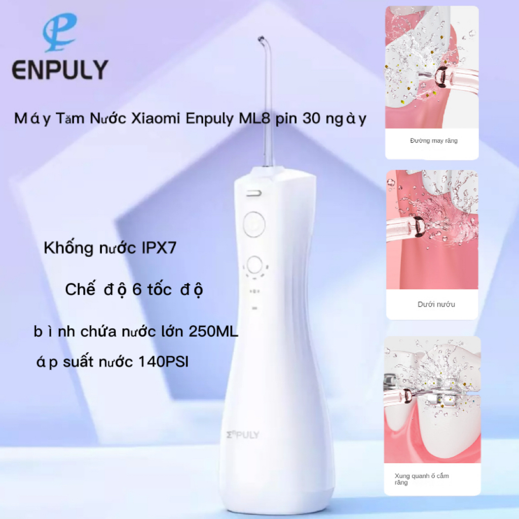 [Hcm]Máy Tăm Nước Enpuly Máy Tăm Nước Cầm Tay Mini Chống Nước Ipx7 6 Chế Độ Pin 30 Ngày Có Sạc Đi Kèm