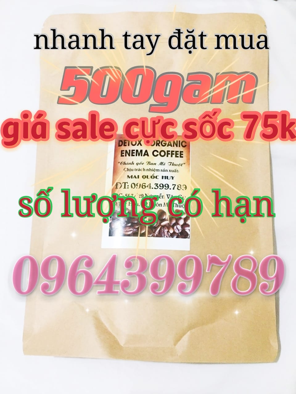 500G Thải Độc Đại Tràng Enema Cafe