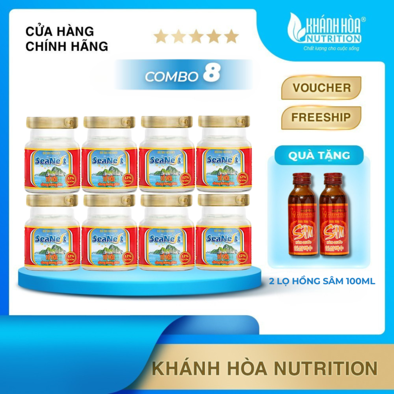 COMBO 8 Lọ Yến Sào 12% Tổ Yến Chưng Đường Phèn Cao Cấp SeaNest - Khánh Hòa Nutrition - 8 Lọ x 70 ML