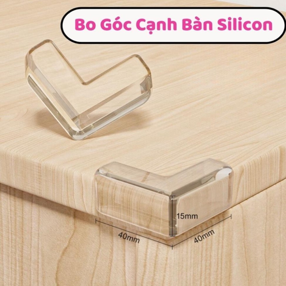 BO GÓC BÀN SILICON TRONG SUỐT 8 MIẾNG | MIẾNG BỌC GÓC BÀN CHỐNG VA ĐẬP CHO BÉ BÀN KÍNH BÀN GỖ