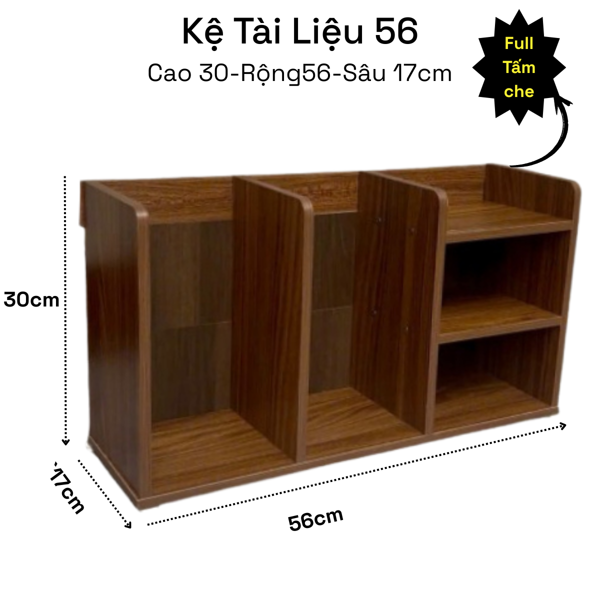 Kệ Sách Để Bàn 5 Ngăn – Kệ Gỗ Đa Năng Bàn Học Bàn Làm Việc 30x56x17cm – Full Tấm Chắn Sau – Tặng Tua Vít