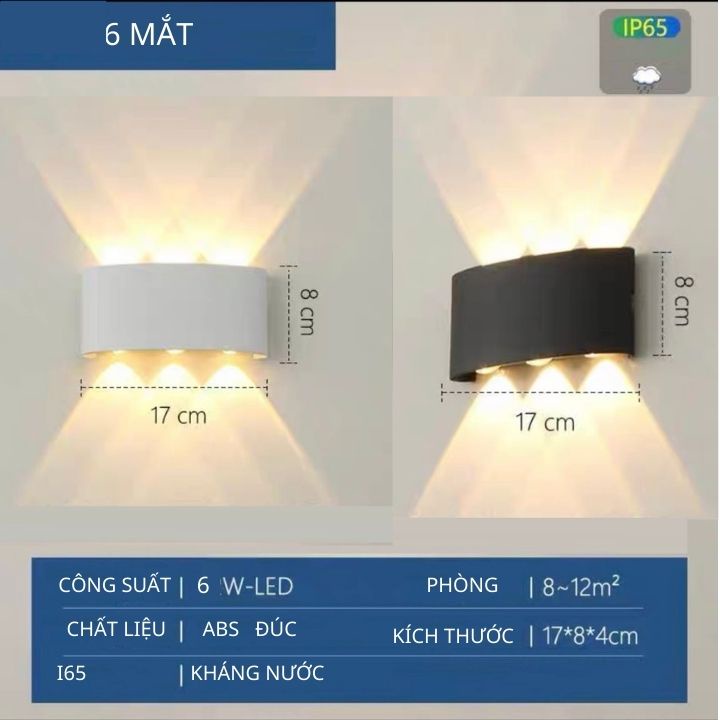 Đèn hắt tường 1 đầu 2 đầu trang trí gắn treo tường cầu thang ban công 1 2 4 6 8 10 tia 220v