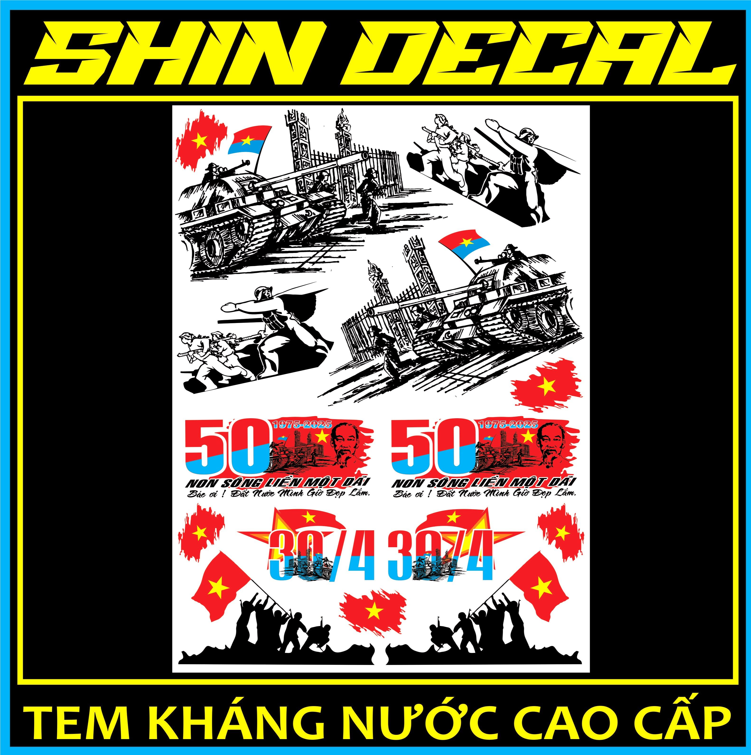 Tem Dán Cờ Giải Phóng Việt Nam - Stiker Decal Dán Lá Cờ Việt Nam Khổ A4