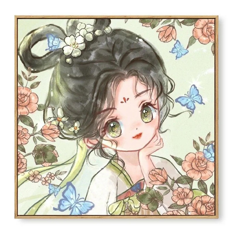 Tranh tự đính đá kèm khung 20x20cm cho bé