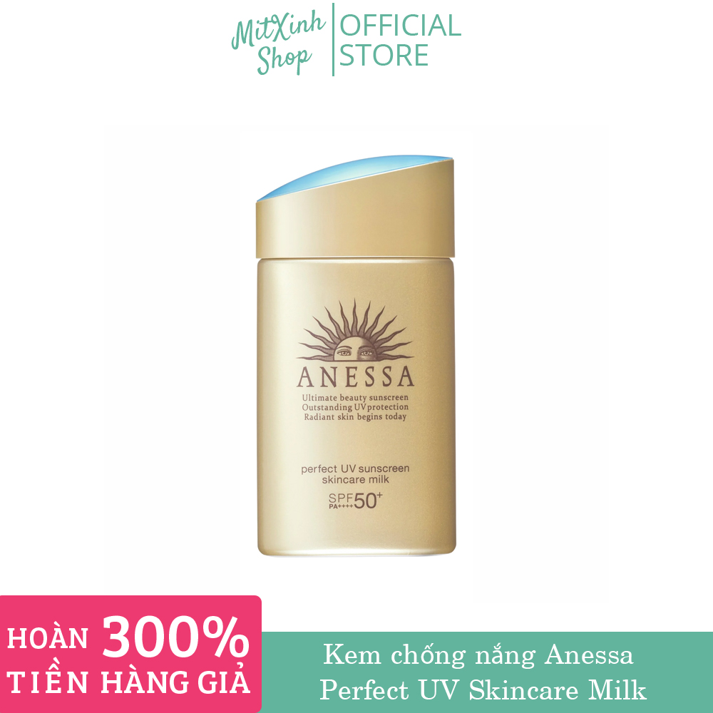 Kem Chống Nắng Anessa Perfect Uv Sunscreen Skincare Milk Spf 50+ Pa++ Dành Cho Da Dầu & Da Dầu Mụn Màu Vàng 60Ml