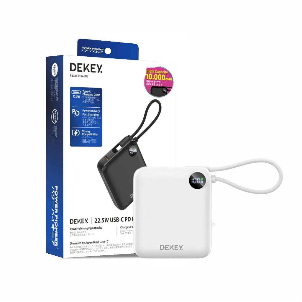 Pin Dự Phòng DEKEY Power Pioneer 10.000mAh sạc nhanh 22.5W USB-C PD Power Bank có màn hình Led chính