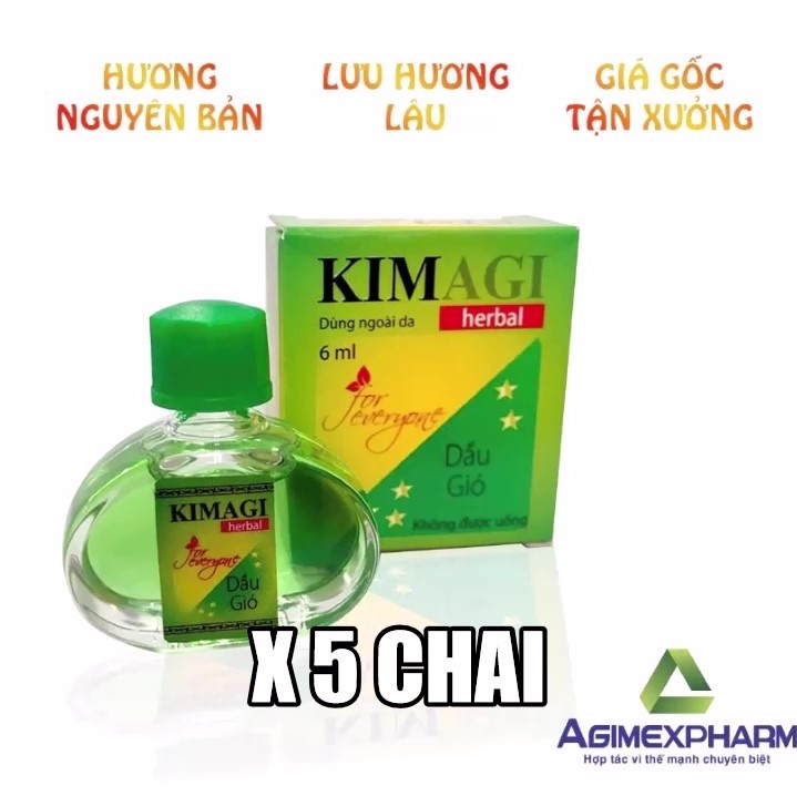 Dầu Gió Kimagi Thoa Ngoài Da Ngửi Xông Hay Xoa Bóp. Combo 5 Chai - Mùi Hương Nguyên Bản Lưu Hương Lâu Giá Gốc Tận Xưởng.