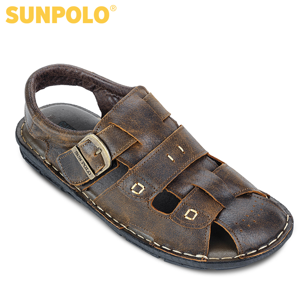 Sandal Nam Da Bò Cao Cấp SUNPOLO SDA020 Có Size 44 45