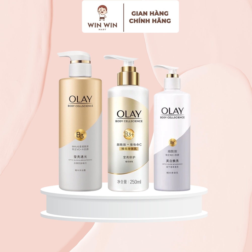 Sữa tắm Olay + sữa dưỡng thể B3+ Optic Glow & Radiance Vitamin C siêu dưỡng trắng da cấp ẩm đàn hồi 