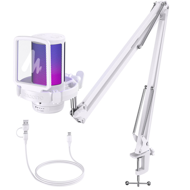 Mic thu âm MAONO DGM20 Micrô tụ điện USB RGB micrô khử tiếng ồn có phần mềm nút tắt tiếng for recording streaming gaming podcasting
