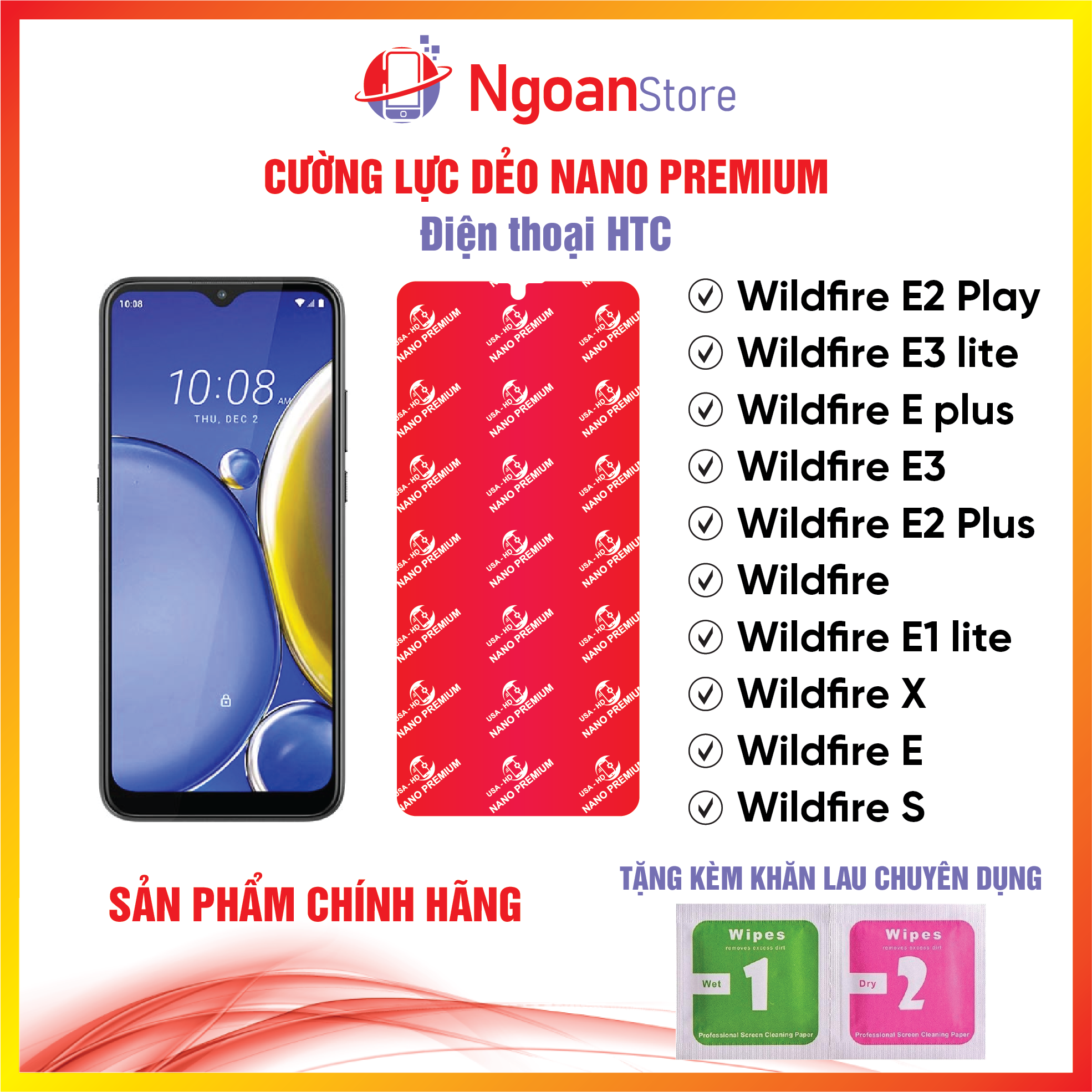 Cường lực dẻo Nano cho HTC Wildfire E2 Play / E3 lite / E plus / E3 / E2 Plus / E1 lite / X / E / S 